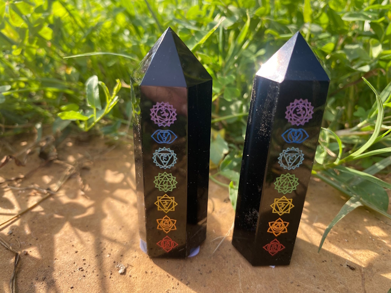 Punta Generador Obsidiana Chakras